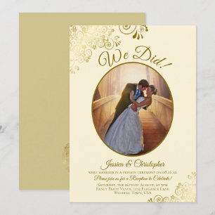 Convite Nós Conseguimos! Recepção de Casamento Creme de Ma