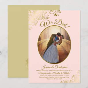 Convite Nós Conseguimos! Recepção de Casamento Rosa Bege e