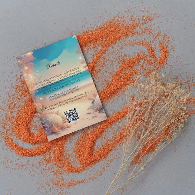 Convite Nos detalhes do casamento na praia (Criador carregado)