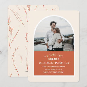 Convite Nós dissemos sim Casamento fuga de foto de arco mo