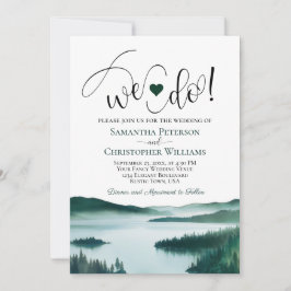 Convite Nós Dizemos Sim! Casamento Romântico no Lago da Mo