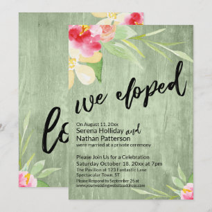 Convite Nós Elogiamos Flores de Aquarela e Madeira Verde