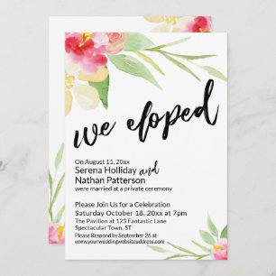 Convite Nós Elografamos Script Casual com Flores de Aquare