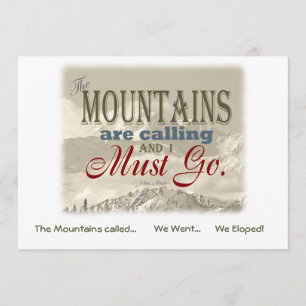 Convite Nós Eloped no vintage das montanhas; Muir-Mtns