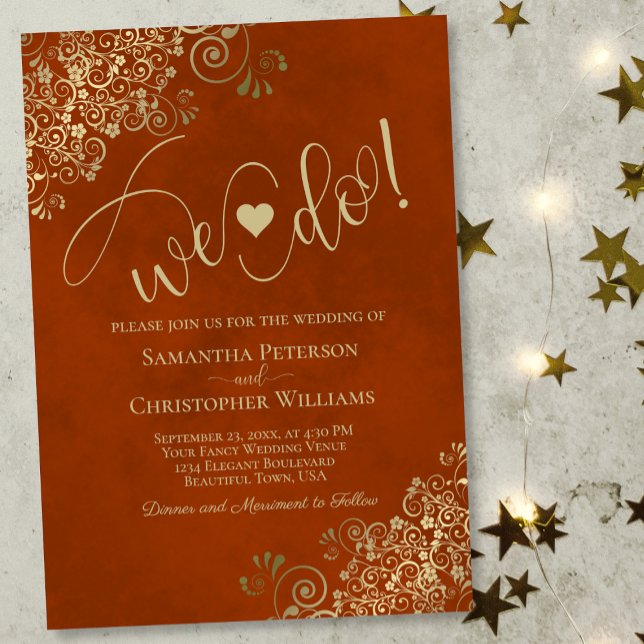 Convite Nós Fazemos! Alaranjamento Dourado e Frente Elegan (Criador carregado)