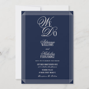 Convite Nós Fazemos Casamento Azul Marinho Dinheiro Antigo