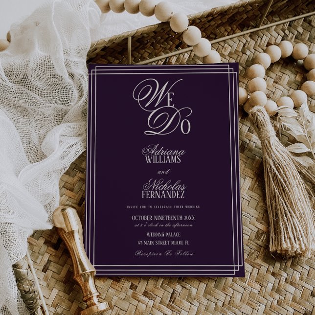 Convite Nós Fazemos Casamento de Dinheiro Antigo Roxo (Criador carregado)