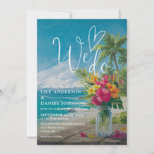 Convite Nós Fazemos Casamento de Jarro de Pedra Floral de