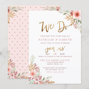 Convite Nós Fazemos Casamento de Rosas de Script e Cute