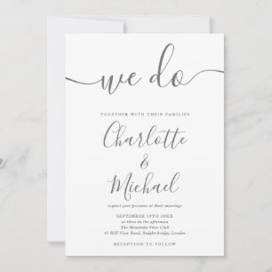 Convite Nós Fazemos Casamento de Script de Assinatura Cinz
