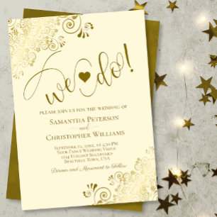 Convite Nós Fazemos! Casamento Dourado e marfim