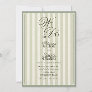 Convite Nós Fazemos Casamento Elegante Listrado Marfim Ver