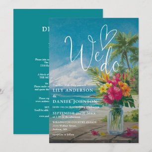 Convite Nós Fazemos Casamento Floral de Praia Tropical Tud