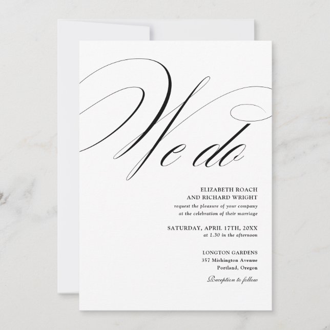 Convite Nós Fazemos Casamento Preto E Branco Com Letra Ele (Frente)