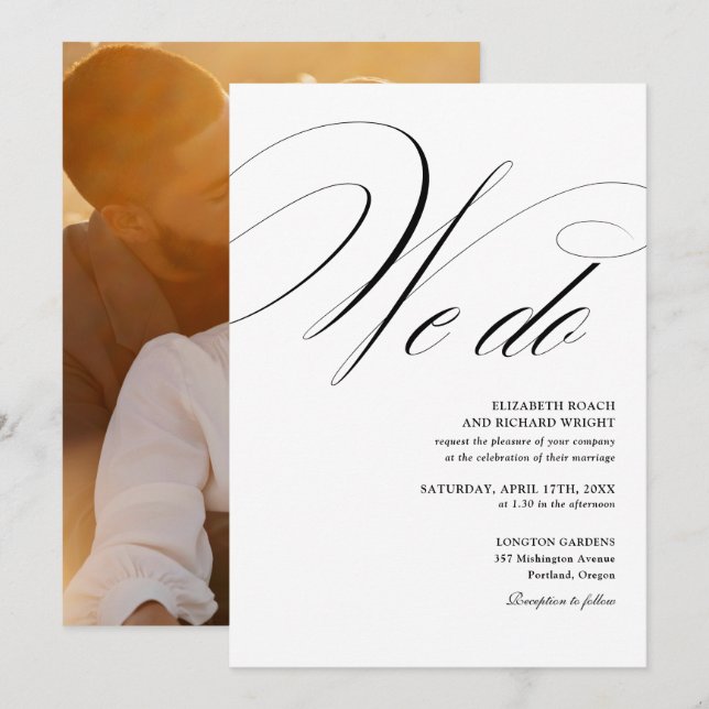 Convite Nós Fazemos Casamento Preto E Branco Fotográfico E (Frente/Verso)