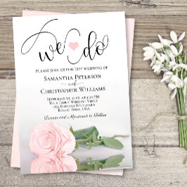 Convite Nós Fazemos! Casamento Romântico Rosa Rosa-Rosa-Es