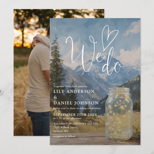 Convite Nós Fazemos Casamento Rústico Boho Montanha Jarro  (Frente/Verso)