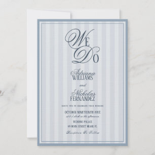 Convite Nós Fazemos Elegante Casamento Listrado de Azul Em