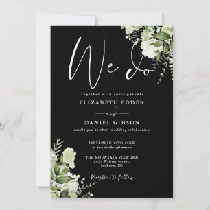 Convite Nós Fazemos Floral Verdejante Casamento Preto e Br