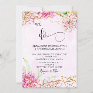 Convite *~* NÓS FAZEMOS RSVP Floral Rosa AR15 QR Crystal 