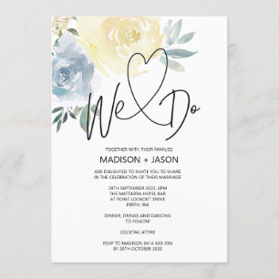 Convite Nós Fazemos Simples Casamento Moderno Blue Cream F