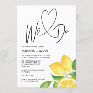 Convite Nós Fazemos Simples Casamento Moderno E Limão De V
