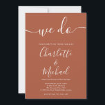 Convite Nós Fazemos Terracotta Casamento Moderno Minimalis<br><div class="desc">Elegante terracotta moderna assinatura minimalista convite de casamento com nomes de estilo de assinatura,  este convite de casamento de na moda pode ser personalizado com suas informações em letras brancas quicas. Projetado por Thisnotme©</div>