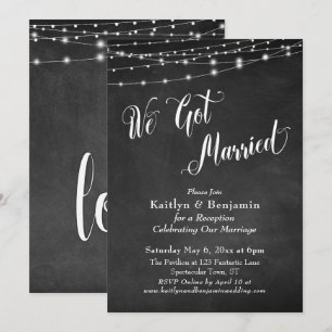 Convite Nós Ficamos Casados Tipografia Quadro Negro Luzes 