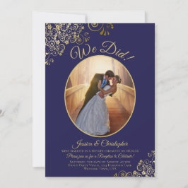 Convite Nós Fizemos! Renda Dourada em Recepção de Casament