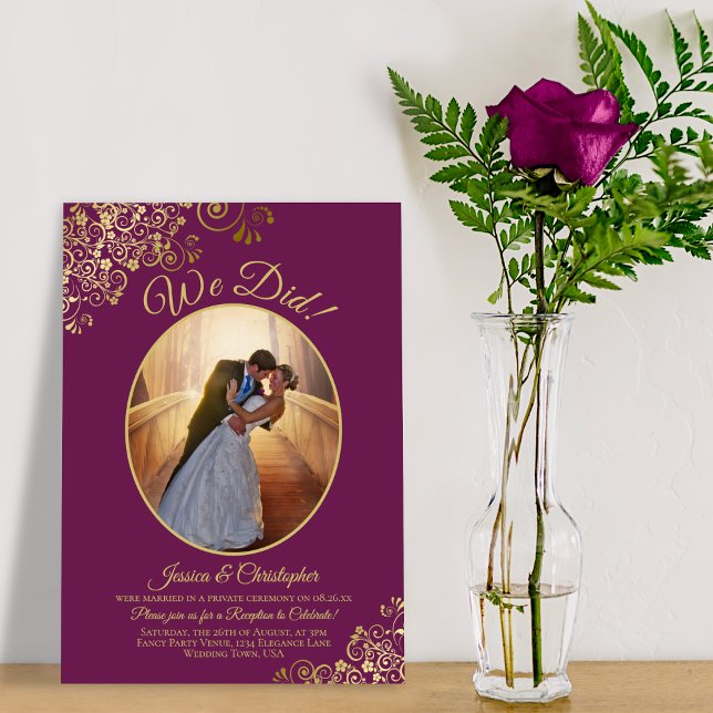 Convite Nós Fizemos! Renda Dourada no Recepção de Casament (Criador carregado)