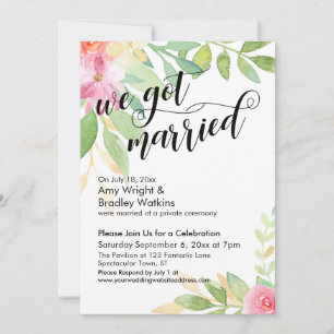 Convite Nós Fomos Casados Caligrafia Aquarela Flores