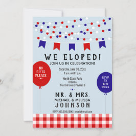 Convite Nós Fugimos Juntos! Festa de Piquenique Casamento