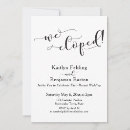 Convite Nós Fugimos Juntos! Recepção com Script Preto e Br