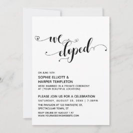 Convite Nós Fugimos para Casar Script Preto e Branco c/ Co