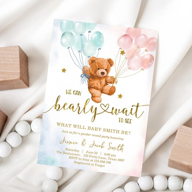 Convite Nós Mal Podemos Esperar Chá de Bebê do Ursinho de  (Criador carregado)