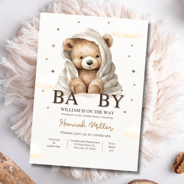 Convite Nós Mal Podemos Esperar ChuvadeBebê Menino Urso de (Criador carregado)
