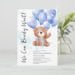 Convite Nós Mal Podemos Esperar Menino Urso de Pelúcia Chá