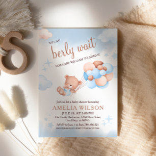 Convite Nós Mal Podemos Esperar Teddy Bear Balões Pastel B