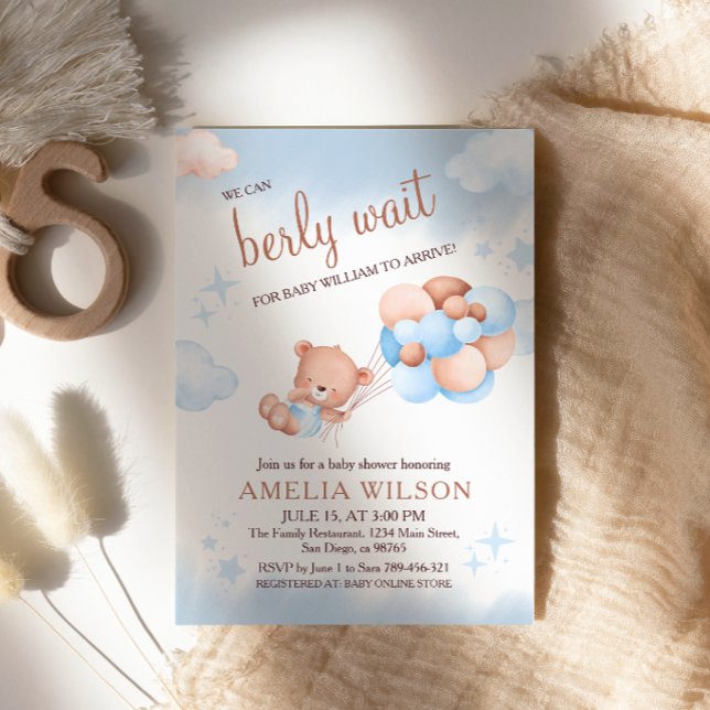 Convite Nós Mal Podemos Esperar Teddy Bear Balões Pastel B (Criador carregado)