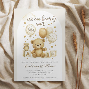 Convite Nós Mal Podemos Esperar Teddy Bear Chá de Bebê 