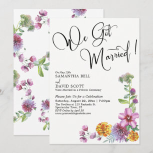 Convite Nós Nos Casamos Aquarela Recepção de Flores Silves