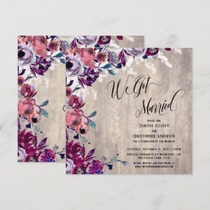 Convite Nós Nos Casamos Caligrafia Floral Madeira Pálida L