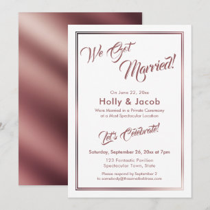 Convite Nós Nos Casamos Dourado Rosé Sobre Branco, Recepçã