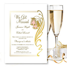 Convite Nós nos Casamos Recepção de Casamento Elegante em 