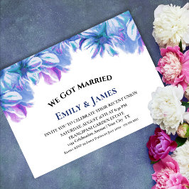 Convite Nós Nos Casamos Recepção de Casamento Floral Azul