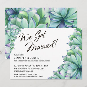 Convite Nós Nos Casamos Roteiro com Suculentas Aquarela