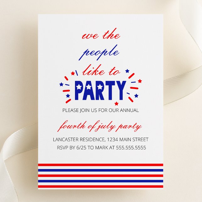 Convite Nós, o Povo, Gostamos de Festa (We The People Like To Party | 4th of July Party Invitation - Patriotic Party Invitation)