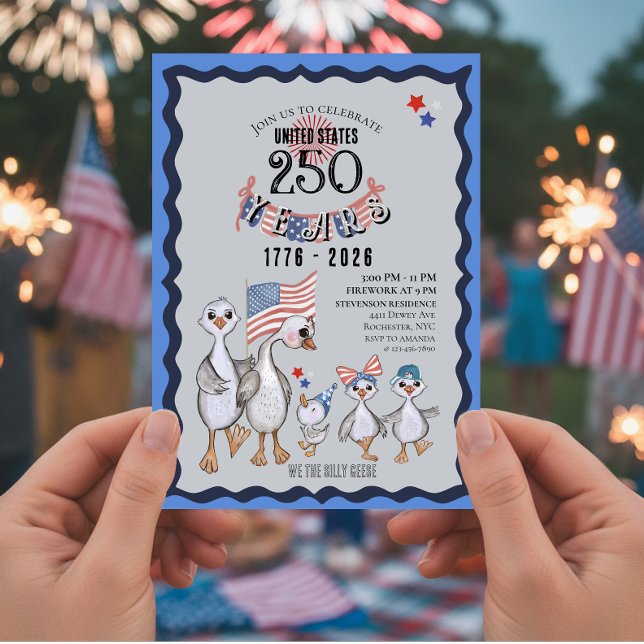 Convite Nós, os Gansos Bobos, 250º Celebração Divertida (We The Silly Geese 250th Funny Celebration Invitation)