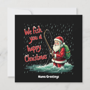 Convite Nós Pescamos um Feliz Natal Divertido Festivo 
