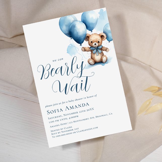 Convite Nós Podemos Esperar Chá de fraldas De Balão Do Urs (Criador carregado)